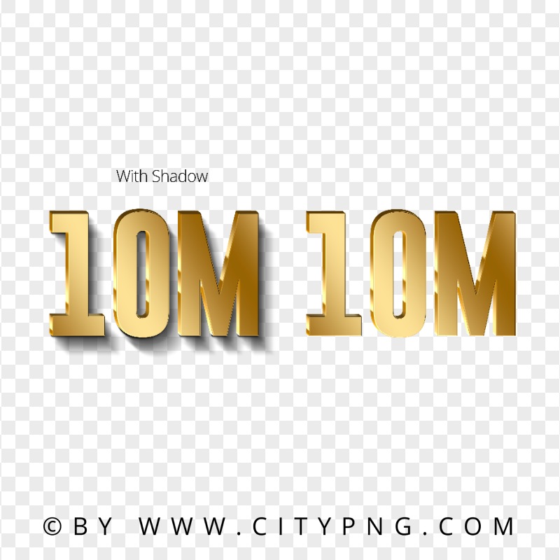 10M Number Text Gold Effect Transparent Background