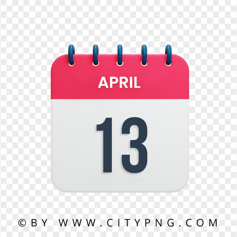 13 April Date Vector Calendar Icon HD Transparent Background