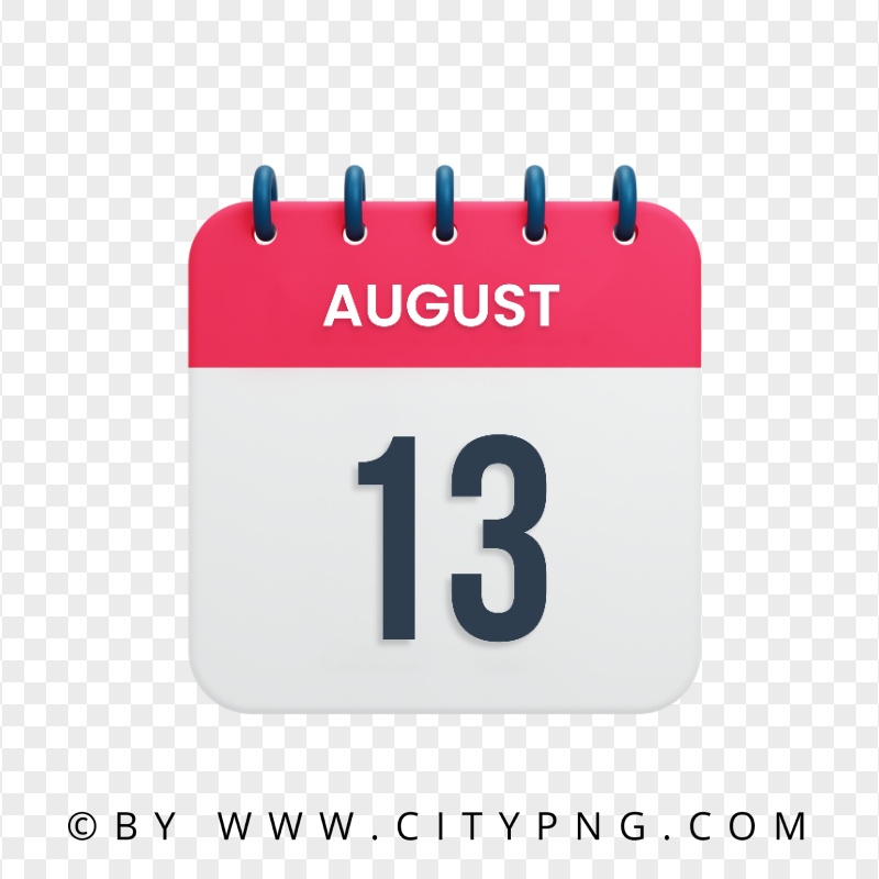 13th August Date Vector Calendar Icon HD Transparent PNG