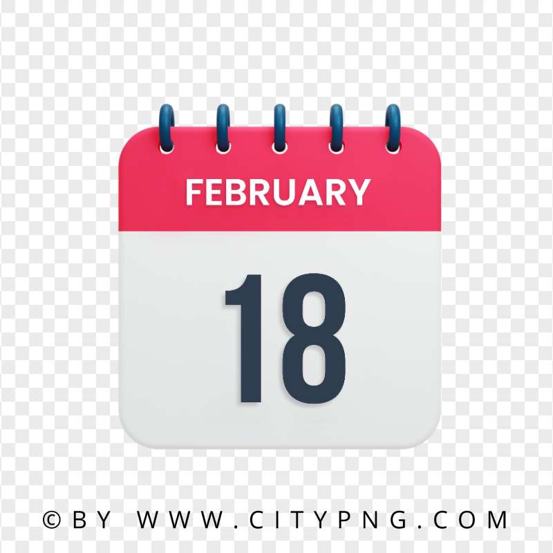 18th February Date Icon Calendar HD Transparent Background
