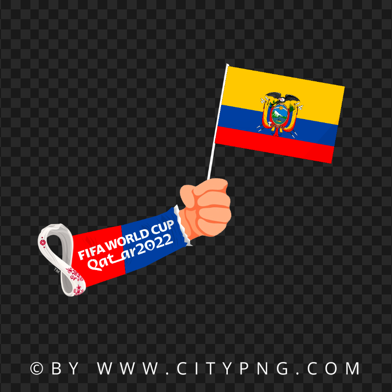 2022 World Cup Hand Holding Ecuador Flag Pole PNG