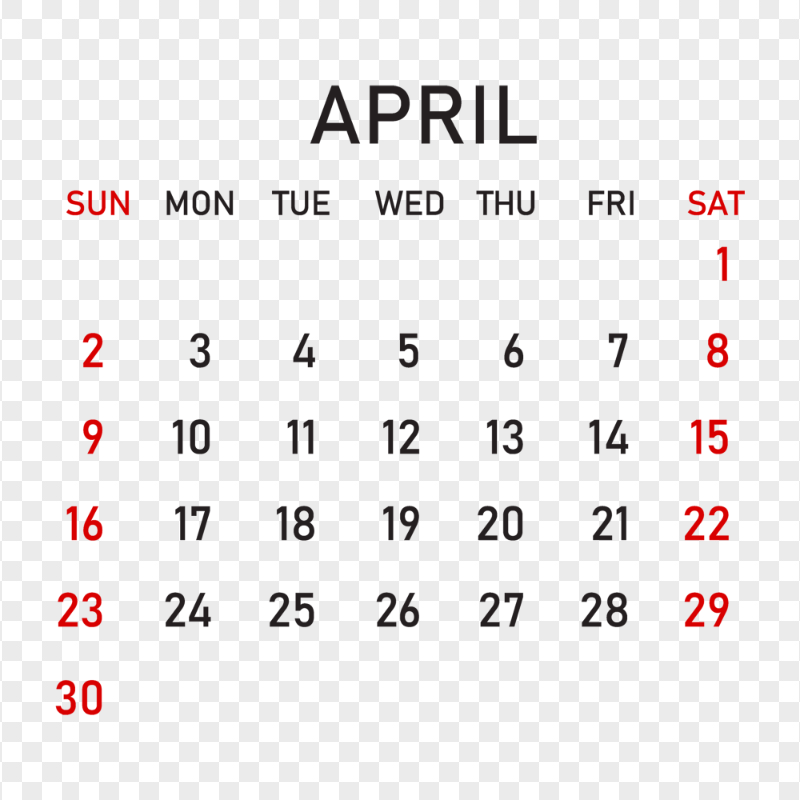 2023 April Calendar Transparent PNG