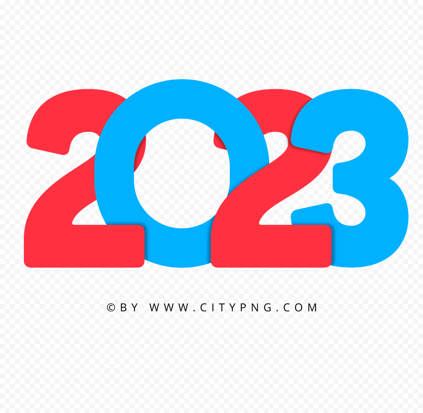 2023 Blue And Red Date Text Design HD PNG