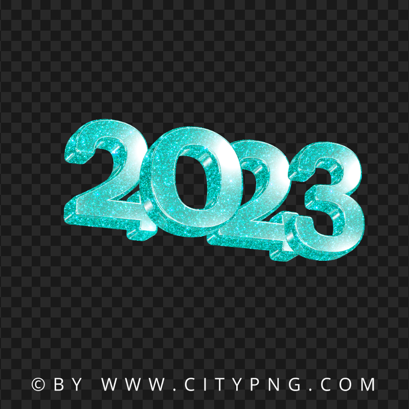 2023 Blue Green Glitter 3D New Year Text Logo