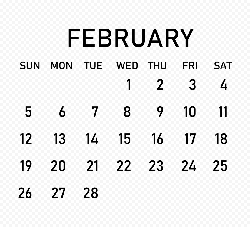 2023 February Black Calendar HD PNG Citypng