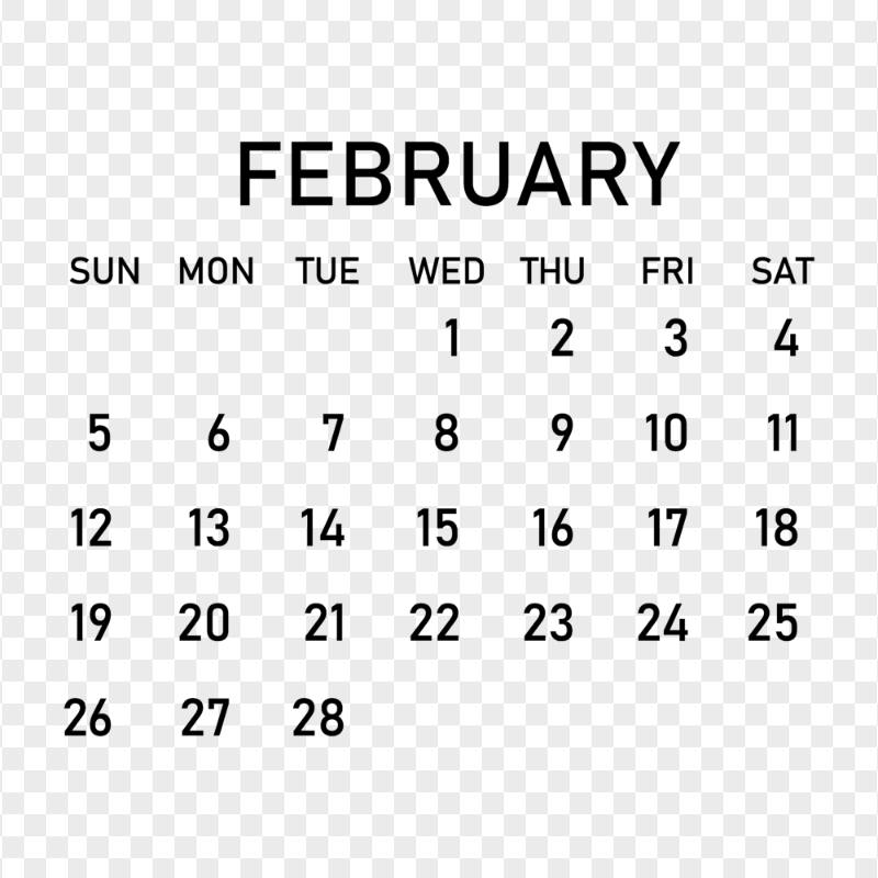 2023 February Black Calendar HD PNG