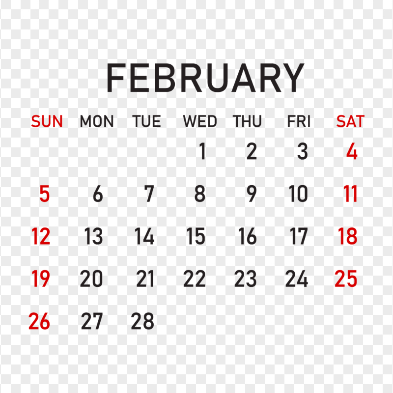 2023 February Calendar HD PNG
