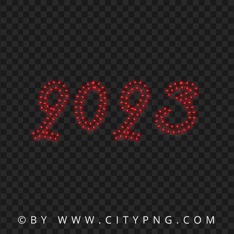 2023 Glowing Red Light Text New Year PNG Image