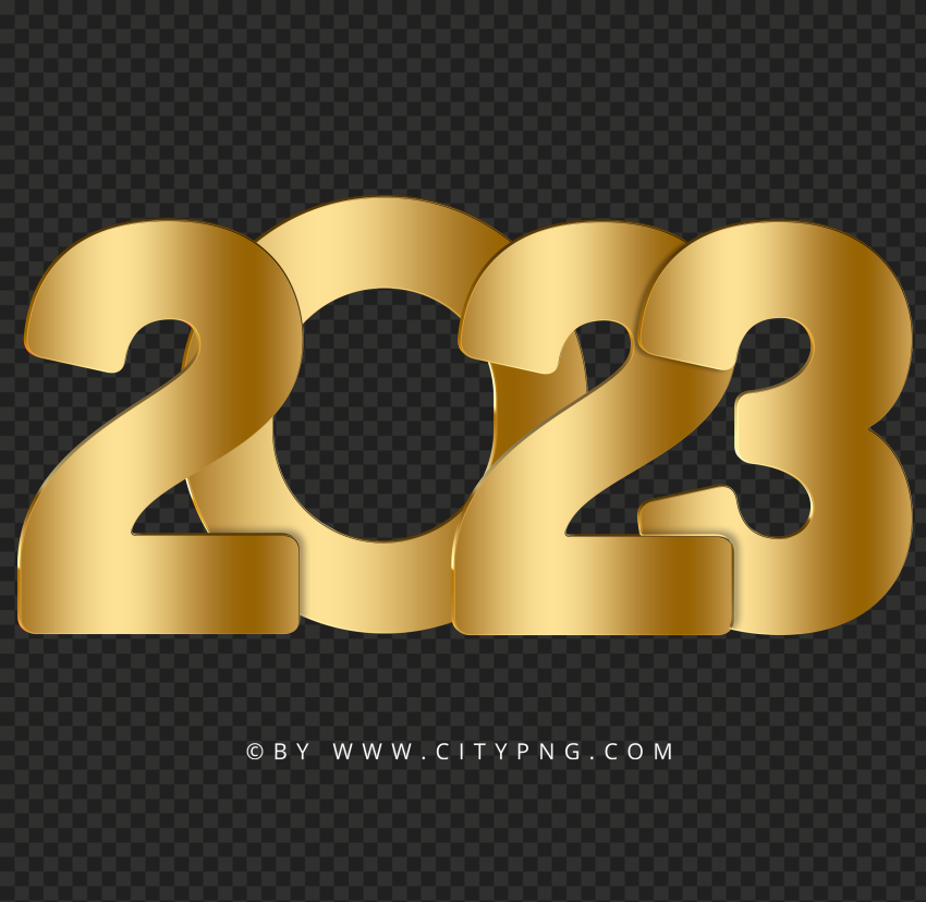 2023 Gold Elegant Design Date Text PNG Image