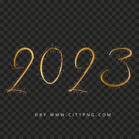 2023 Golden Text Number Date HD Transparent PNG