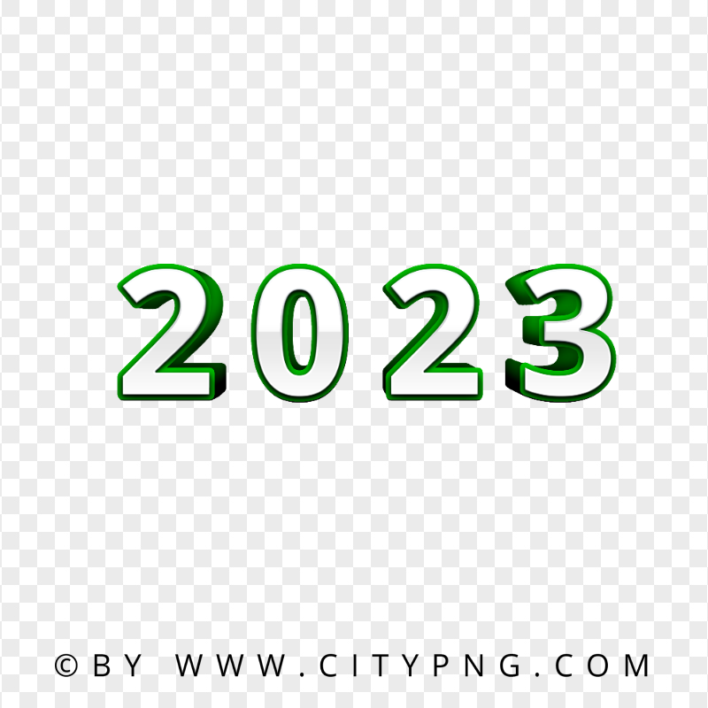 2023 Green 3D Text Logo Image PNG