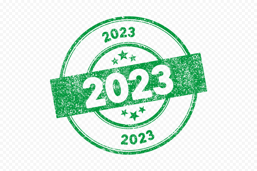 2023 Green Round Year Date Stamp PNG