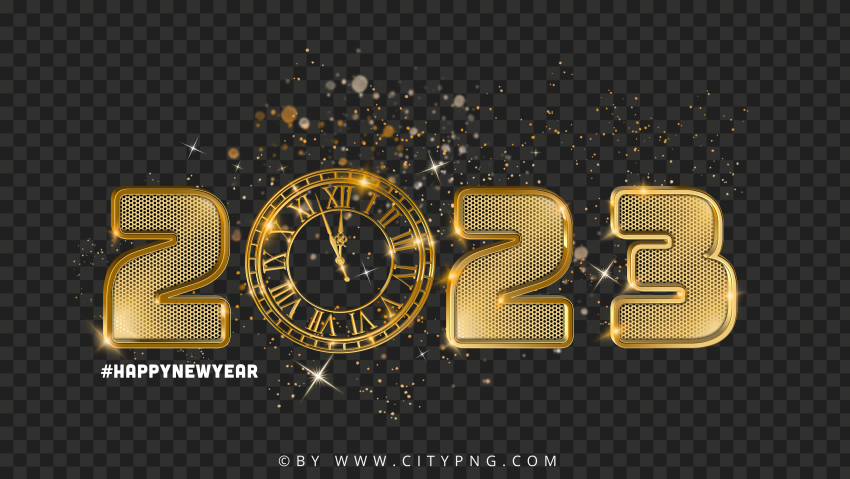 2023 Happy New Year Premium Gold Design HD PNG