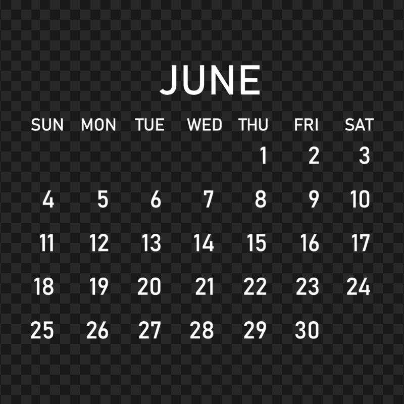 2023 June White Calendar FREE PNG