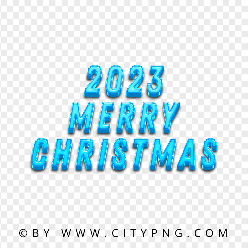 2023 Merry Christmas Blue Text HD PNG