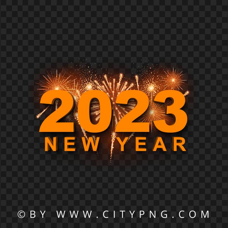 2023 New Year Orange Fireworks FREE PNG