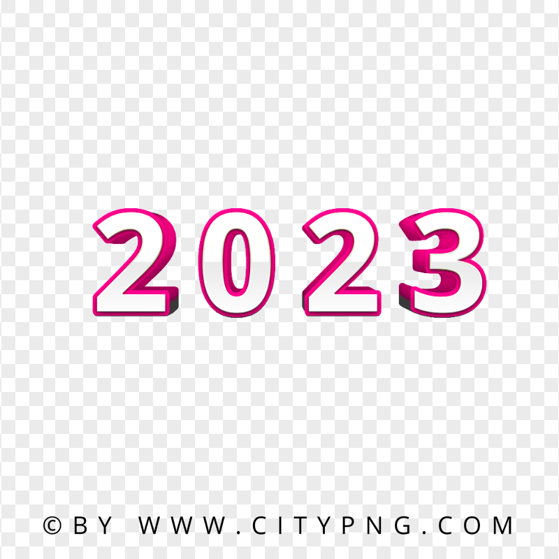 2023 Pink & White 3D Text Logo PNG