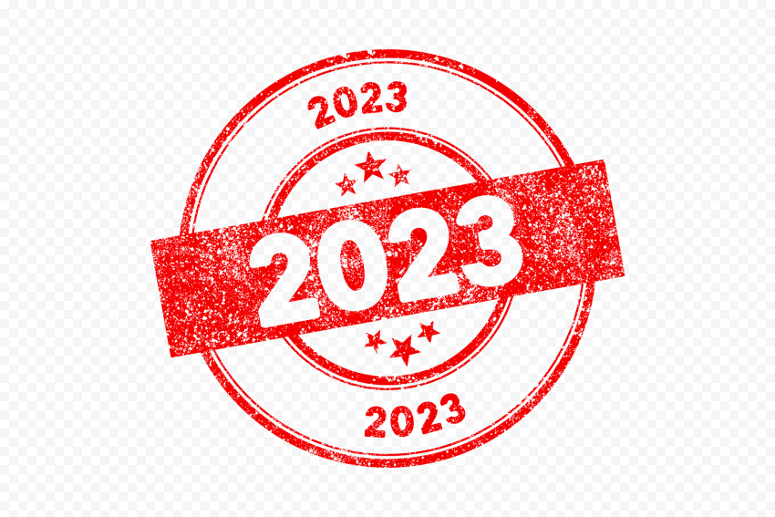 2023 Red Round Year Date Stamp Image PNG