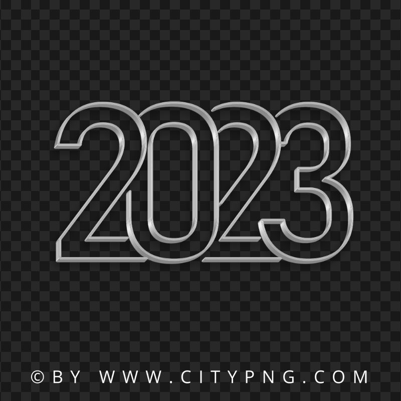 2023 Silver Art Line Text Logo Numbers FREE PNG