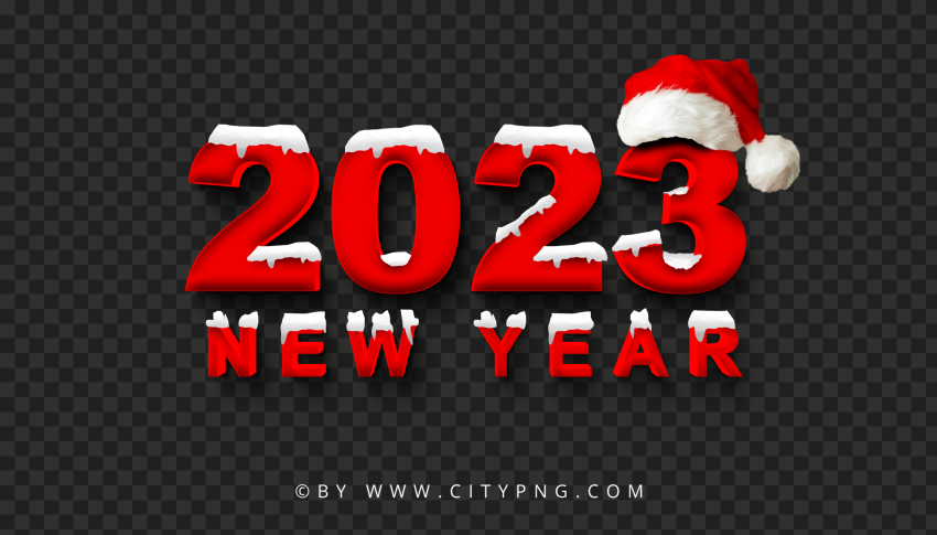 2023 Snowy Red Logo With Santa Hat PNG Image