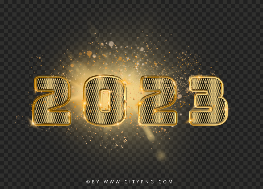 2023 Sparkling Gold Text Design FREE PNG