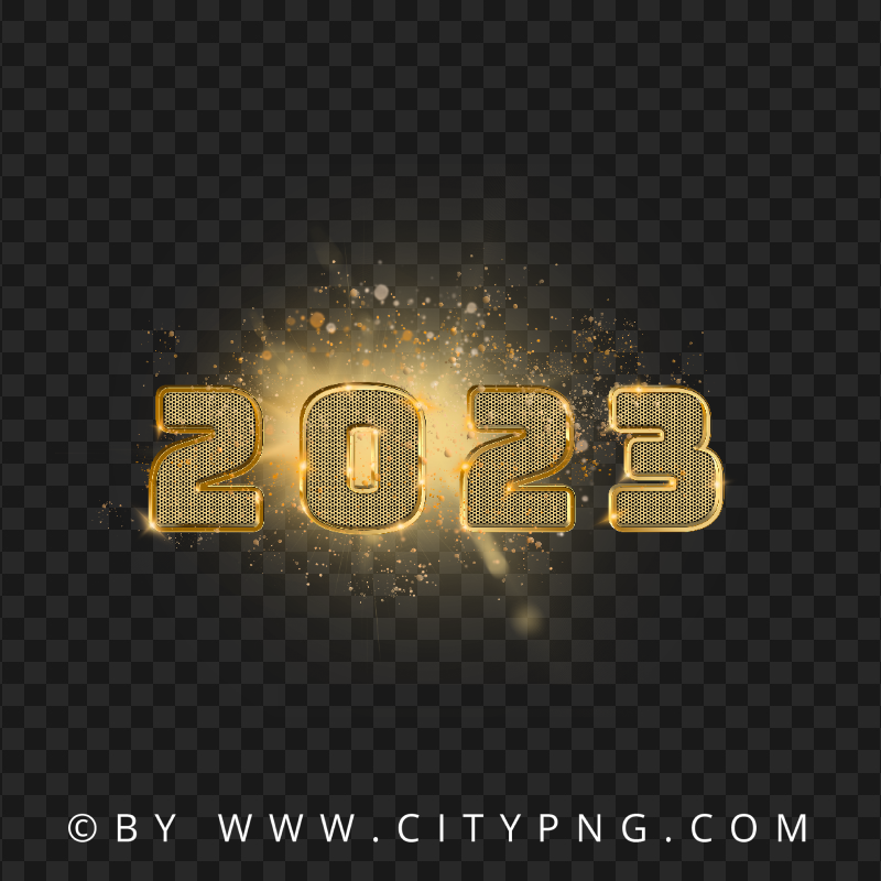 2023 Sparkling Gold Text Design FREE PNG