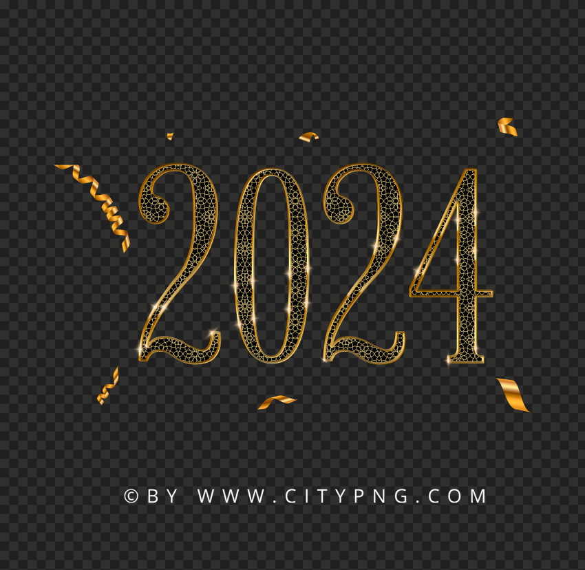 2024 Creative Golden Text Lettering PNG