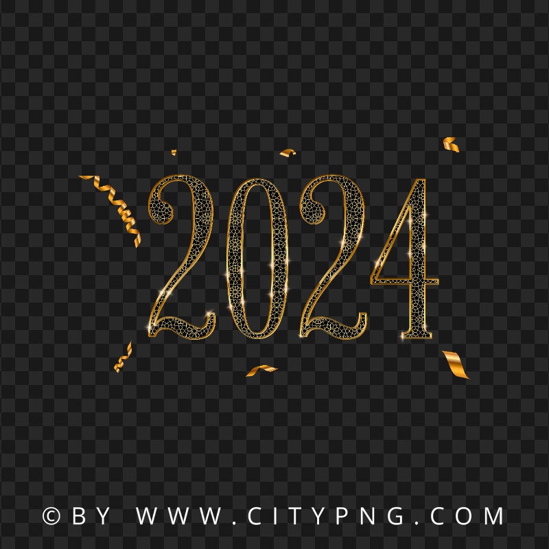 2024 Creative Golden Text Lettering PNG