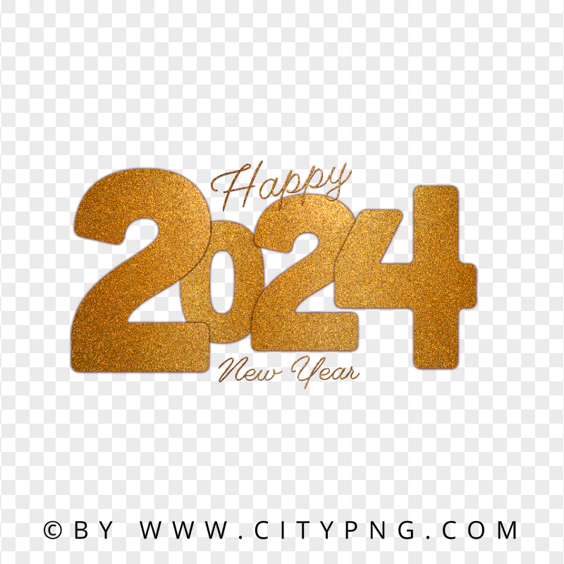 2024 Happy New Year Beautiful Glitter Effect FREE PNG