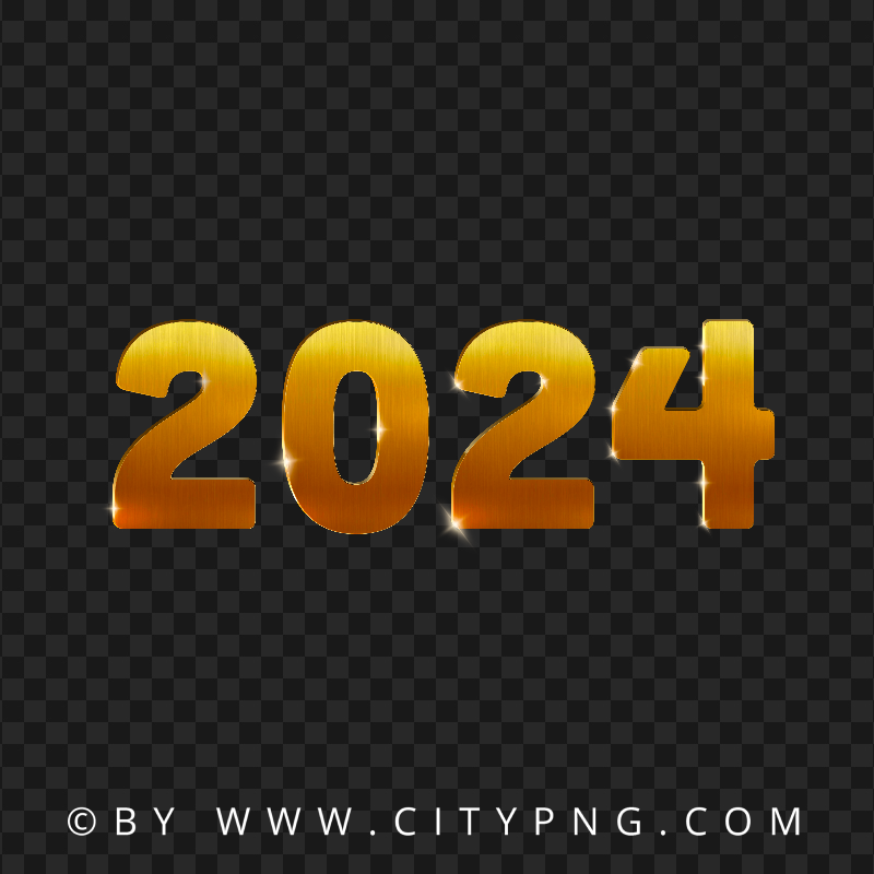 2024 Minimal Gold Text Date FREE PNG