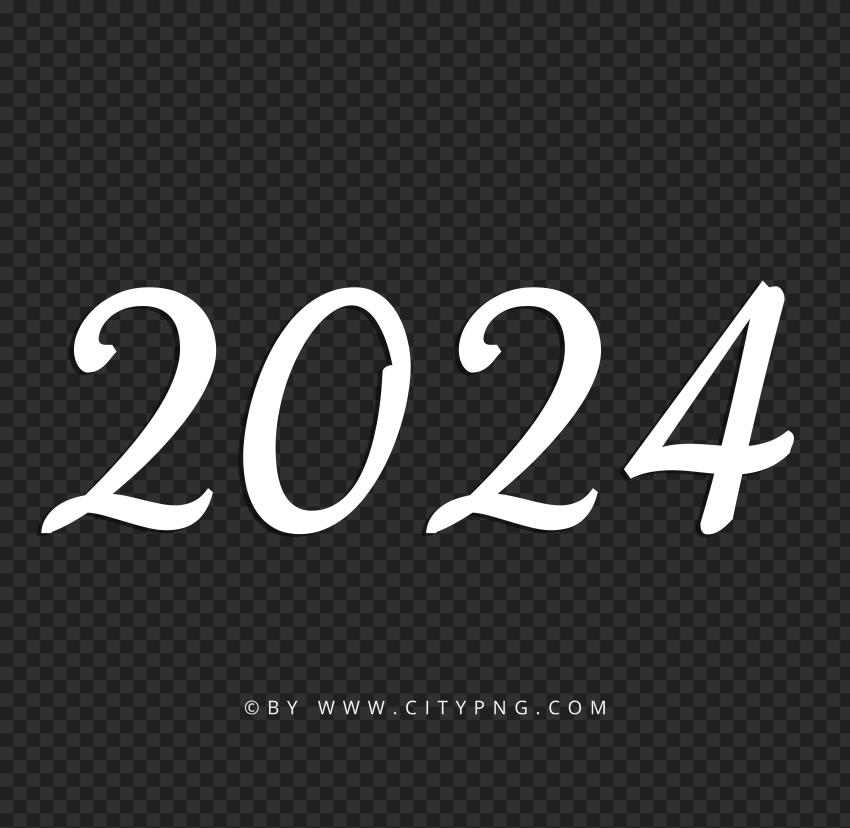 2024 White Lettering Text Date HD PNG