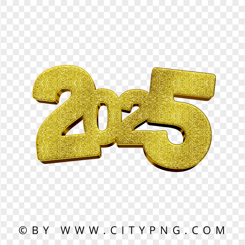 2025 Yellow Gold Glitter Creative Design PNG