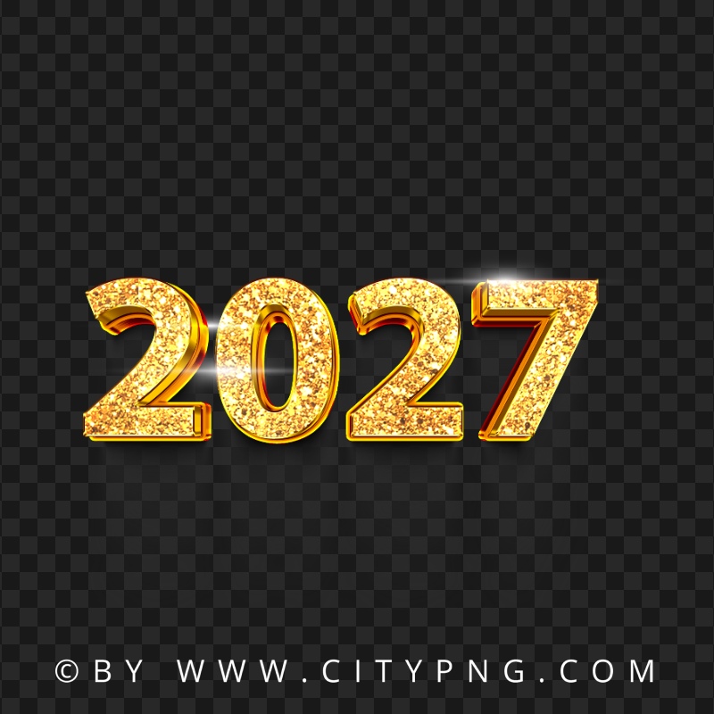 Sparkling golden 2027 typography with luxe shine