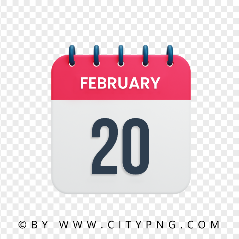 20th February Date Icon Calendar HD Transparent Background