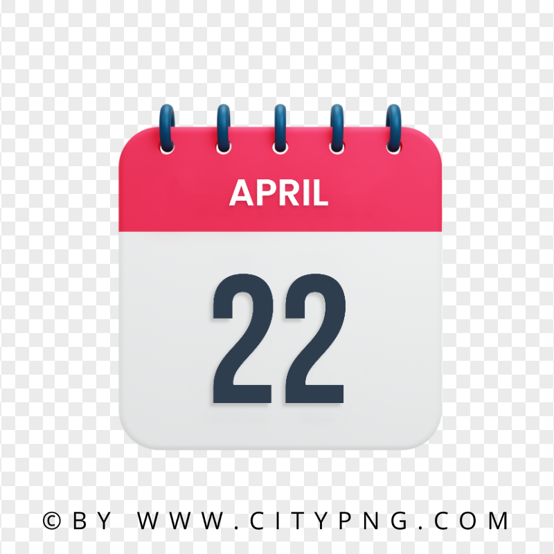 22 April Date Calendar Icon HD Transparent Background