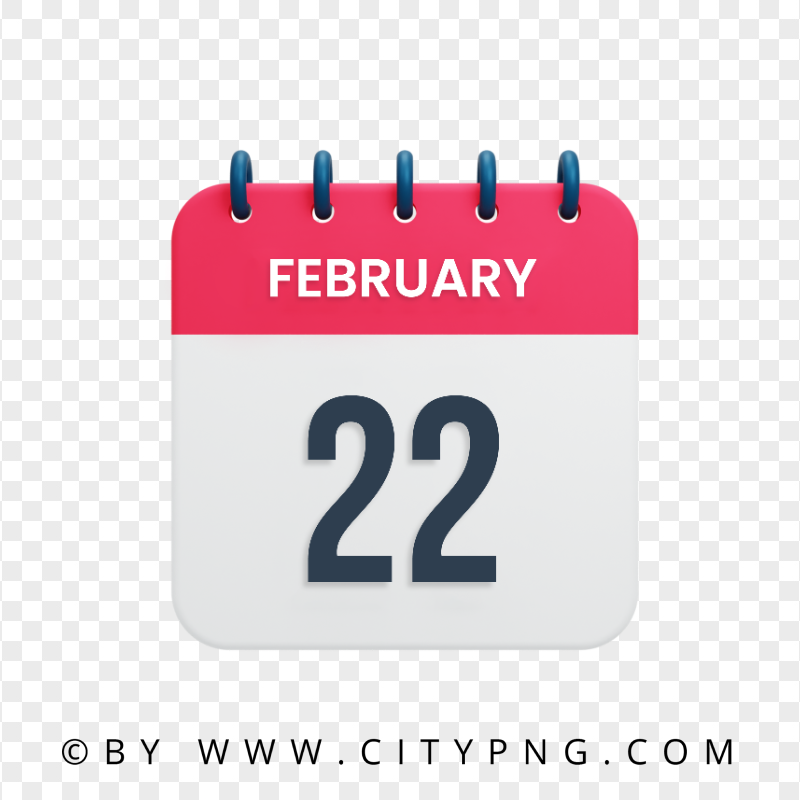 22th February Date Calendar Icon HD Transparent Background
