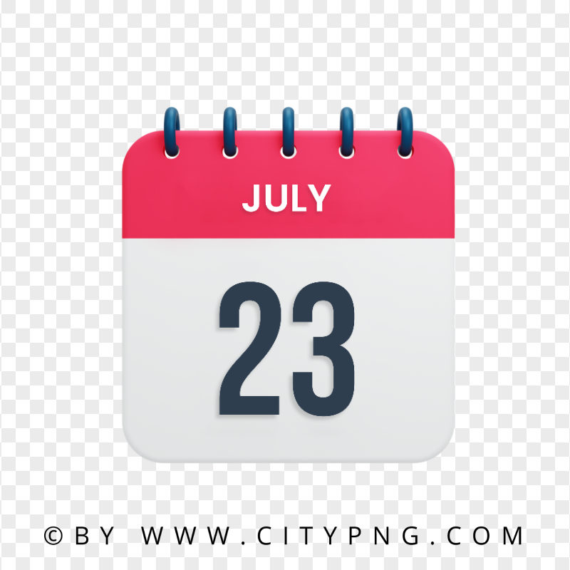 23th July Day Date Calendar Icon HD Transparent Background