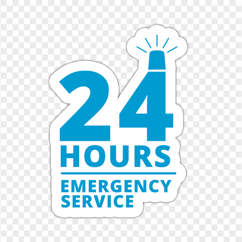24 Hours Emergency Service Blue Logo Stickers PNG