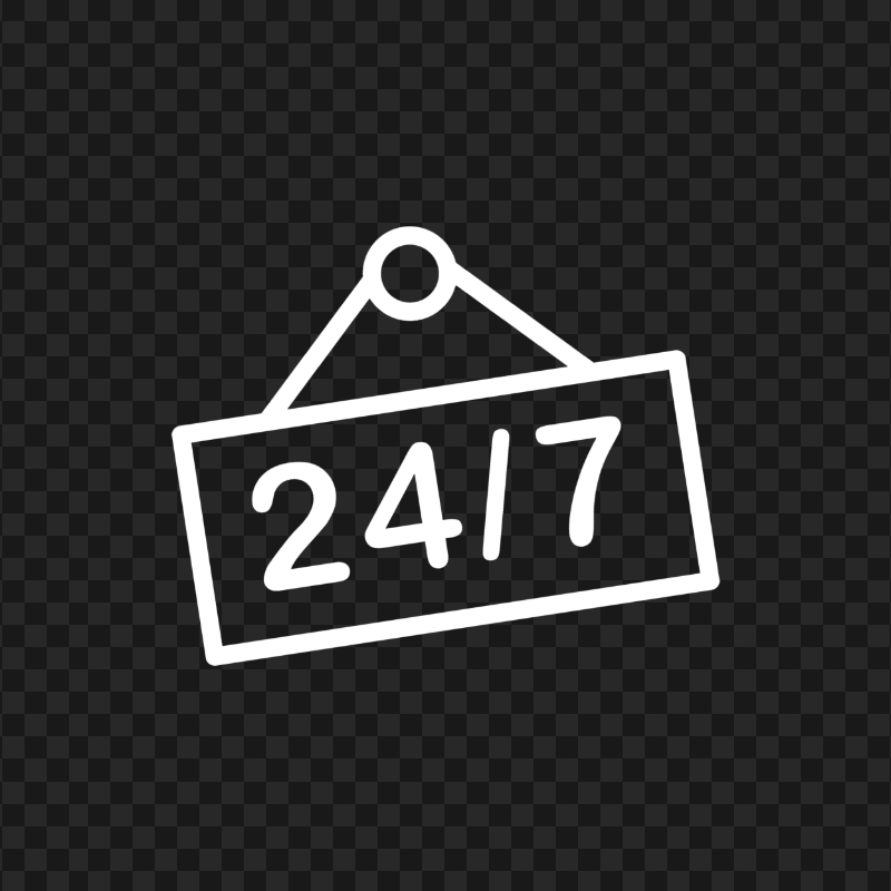 24/7 White Logo Sign Icon PNG Image