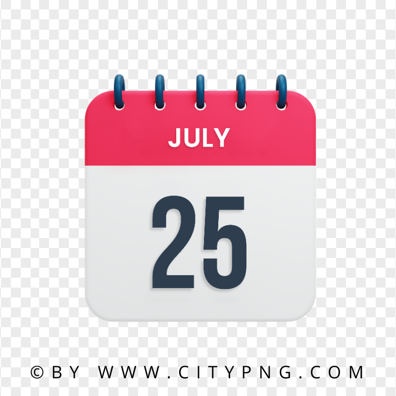 25th July Day Date Calendar Icon HD Transparent Background
