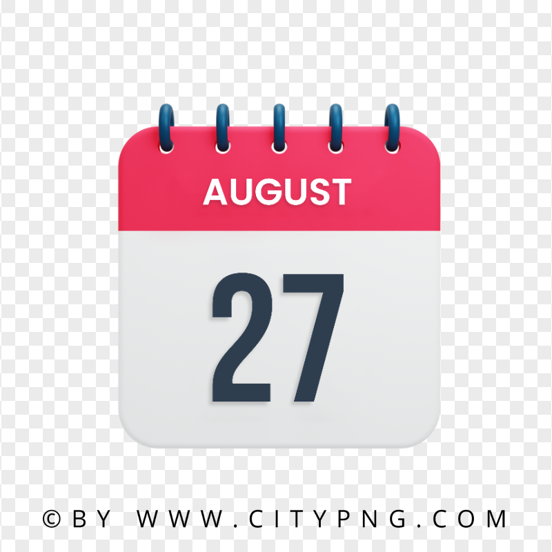 27th August Date Vector Calendar Icon HD Transparent PNG