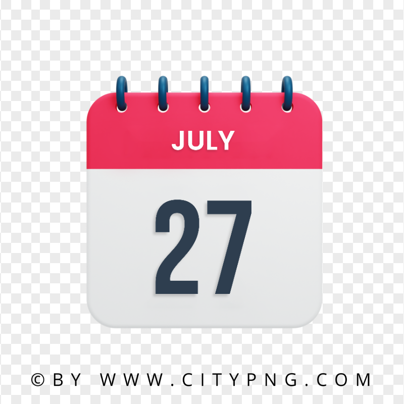 27th July Date Red & White Calendar Icon HD Transparent PNG