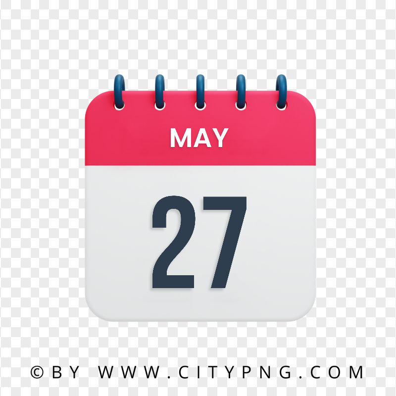 27th May Date Red & White Icon Calendar HD Transparent PNG | Citypng