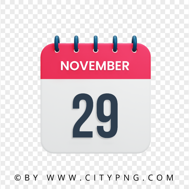 29th November Day Date Calendar Icon Transparent Background