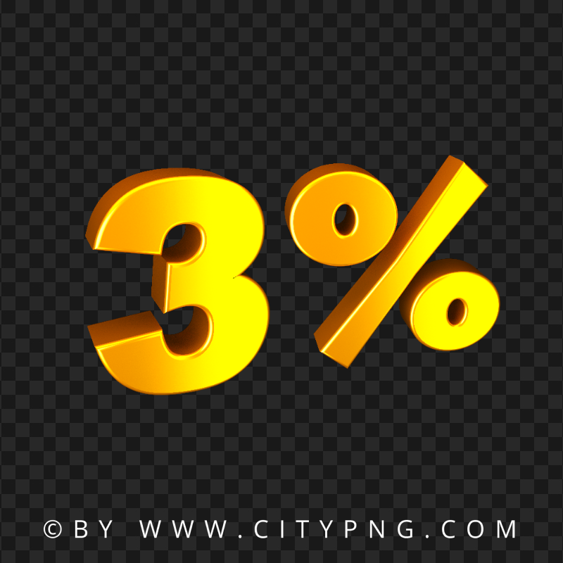 3% Three Percent Yellow Orange Text PNG