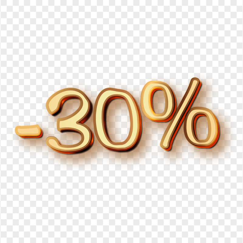-30% Discount Sale Gold Text Transparent PNG