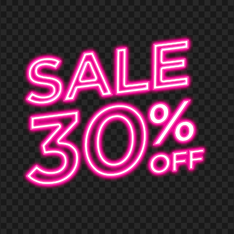 30% Off Sale Neon Pink Sign PNG
