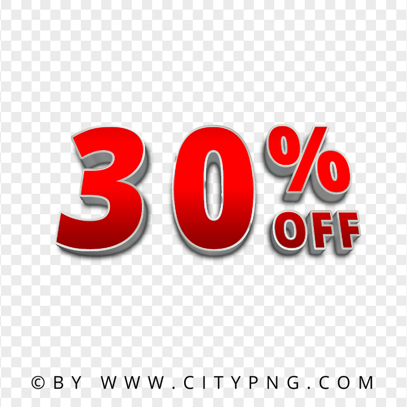 White 30 Text Rd 30 Percent Off Red 3D Tag Label Logo Transparent PNG | Citypng