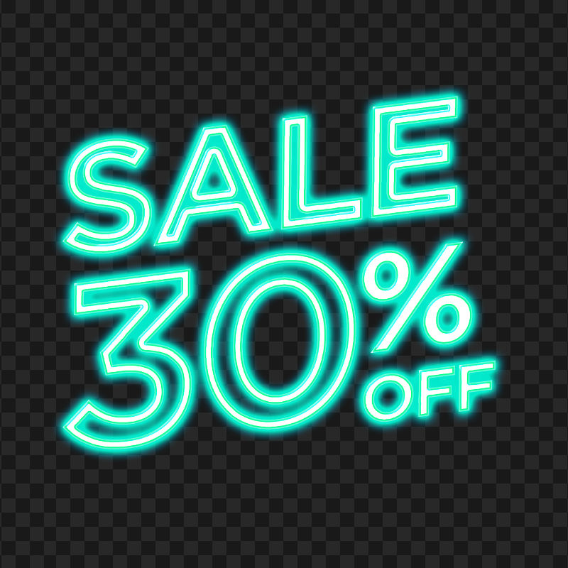 30% Percent Off Sale Blue Green Neon Sign HD PNG