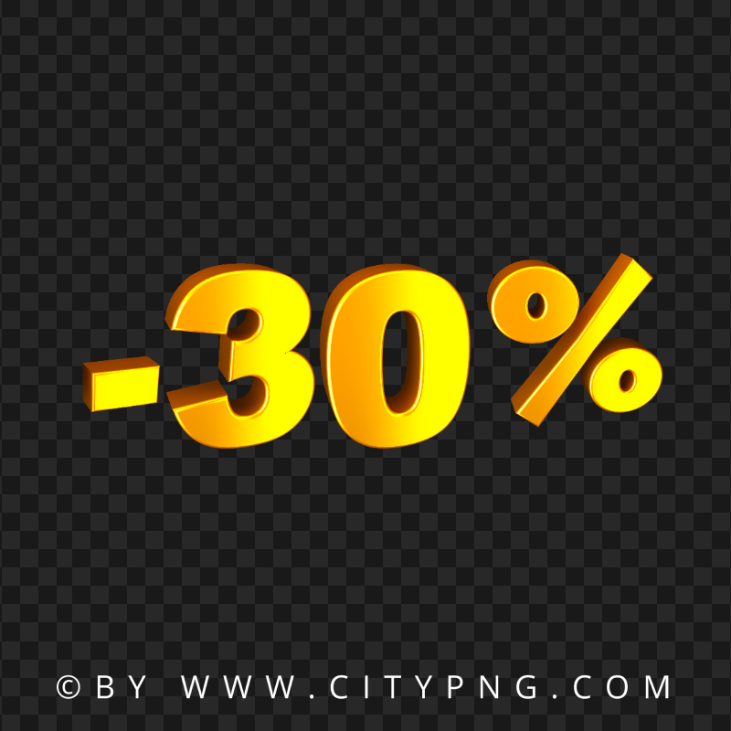 -30% Thirty Percent Discount Yellow Gradient Logo PNG